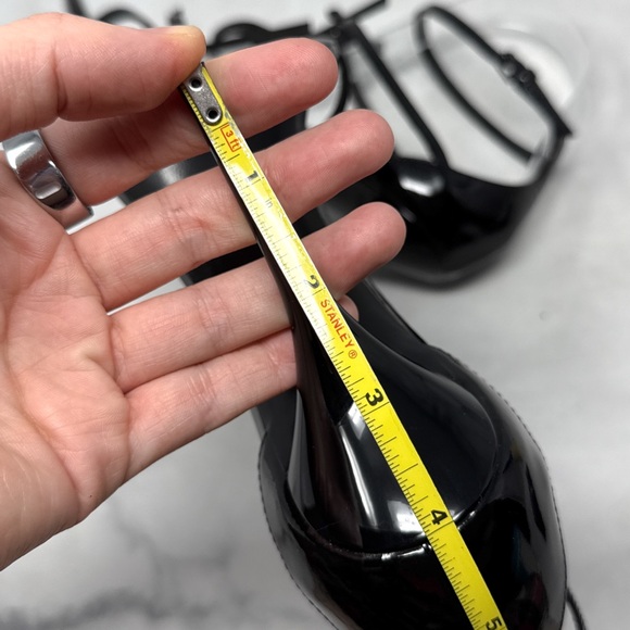Saint Laurent YSL Cassandra Patent Leather Strappy Sandal Heel Designer Black 37 - Picture 15 of 16